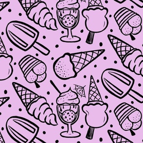 Ice creams black outline - purple Medium