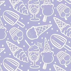 Ice creams white outline - lilac Medium
