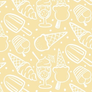 Ice creams white outline - yellow Medium