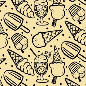 Ice creams black outline - yellow Medium