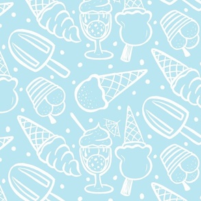 Ice creams white outline - blue Medium