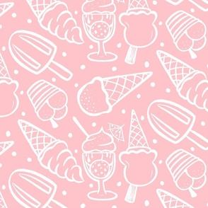 Ice creams white outline - pink Medium