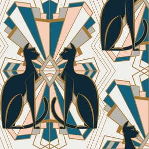 ART DECO CATS in TEAL