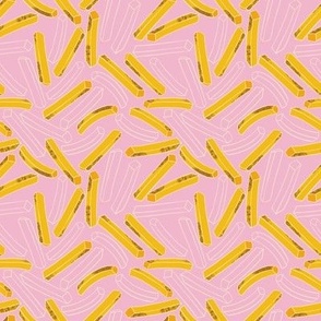 French fries on pink