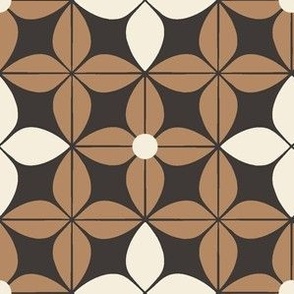 Abstract Retro Flowers brown