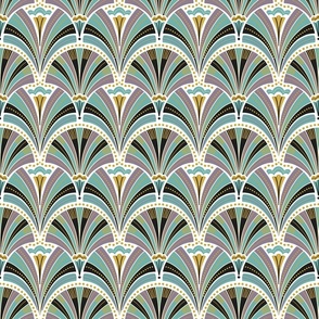 twenties art deco yellow, teal, black and grey small scale
