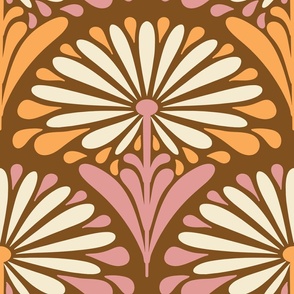 1920s-Flower-Wallpaper---L---brown-pink-orange---LARGE