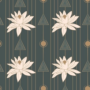 Lotus flowers pattern with geometric shapes