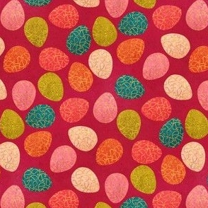 Rainbow Easter Eggs | Red Background