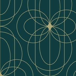 2317 Large - Art Deco golden flowers