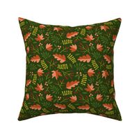 Ditsy fall leaves army green