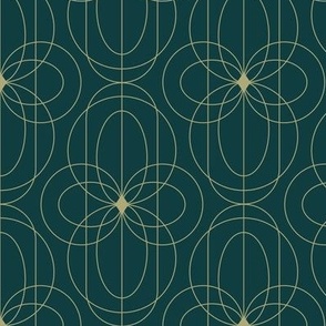 2317 Medium - Art Deco golden flowers