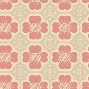 Geometric Abstract Flower - Beige & Pink