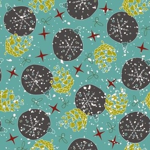 Christmas stars decor snow-teal