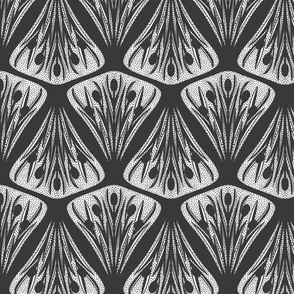 Cattail damask - dark grey