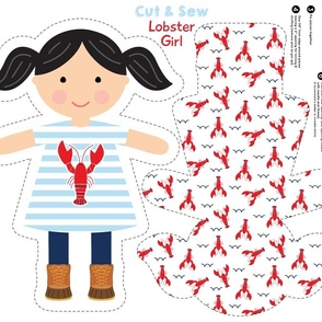 Cut and Sew Lobster Girl Doll Ponytails Black Hair