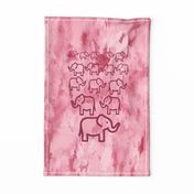 Pink elephant tea towel 