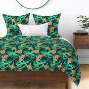 Stylized Art Deco Floral in Jewel Tones - large