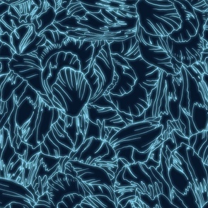 Floral lines - Navy blue