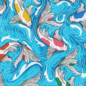 Colourful koi Fishes in water