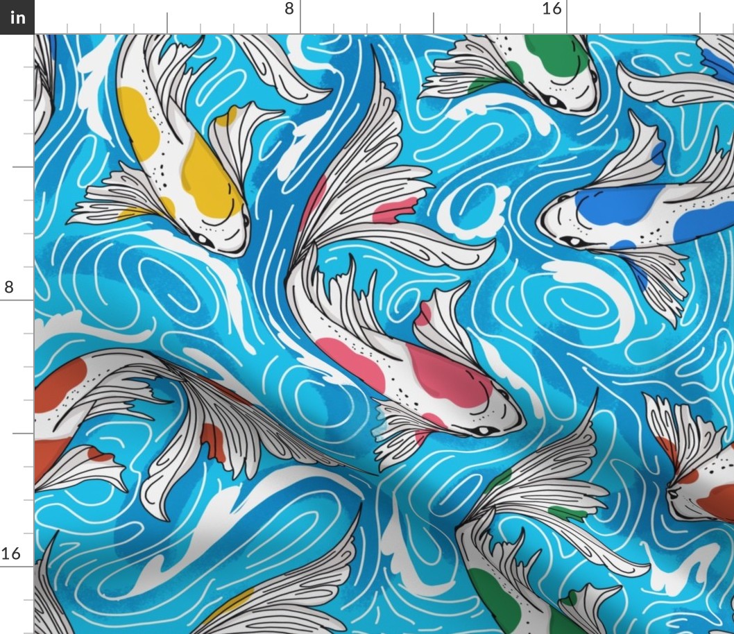 Colourful koi Fishes in water