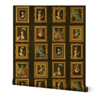 21" Famous Marie Antoinette Portraits In The Museum  - green damask