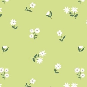 Retro wildflowers scandinavian blossom garden boho floral flowers and vines nineties lime green  SMALL 