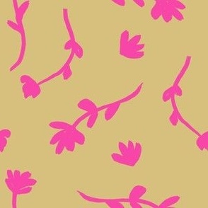 background floral gold and bright pink