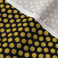 (micro scale) smiley faces - happy - yellow on black - C22