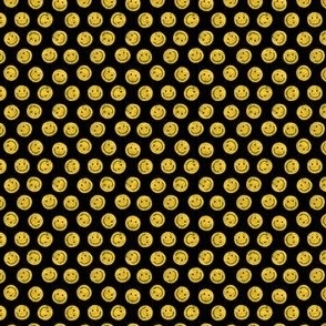 (micro scale) smiley faces - happy - yellow on black - C22