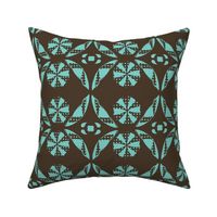 umbrella tile damask brown and blue