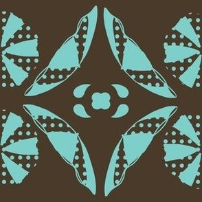 umbrella tile damask brown and blue