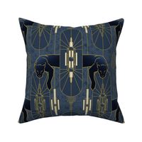 1920s Art Deco Panther Wallpaper Blue