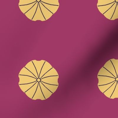 woodblock umbrella pink and gold 