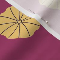 woodblock umbrella pink and gold 