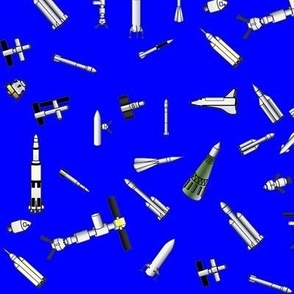 Space Rockets and Spaceships primary blue background