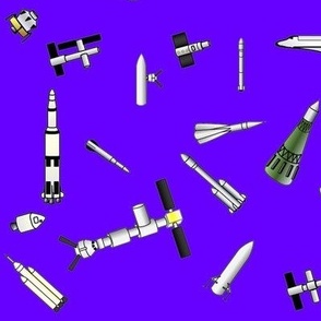 Space Rockets and Spaceships purple bg