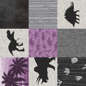 Dinosaur patchwork- purple - rotated