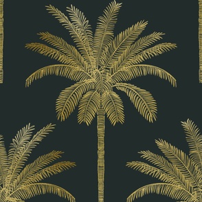Palm - Gold on Charleston Green - large
