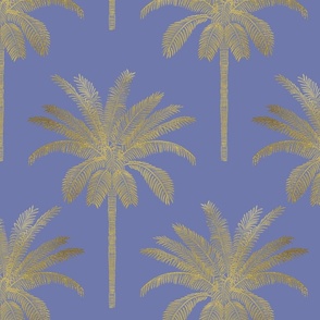 Palm - gold on soft purple blue - medium 