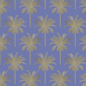 Palm - gold on soft purple blue - small