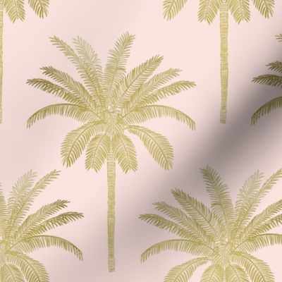 Palm - gold on light pink - small