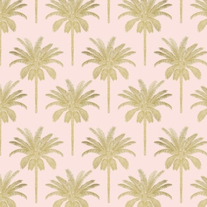 Palm - gold on light pink - small