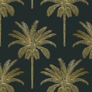 Palm - Gold on Charleston Green - medium