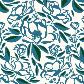 Opulence Floral - Blue and White