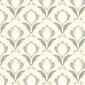 Art Deco Tulips in Silver and Ivory