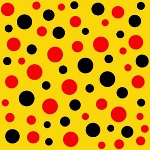 Classic Mickey Steamboat Willie Polka Dots Red Black on Yellow