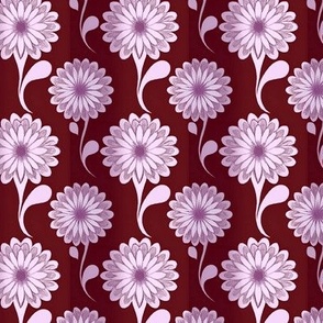 Ombre Aster Flowers in Lilac on Burgundy