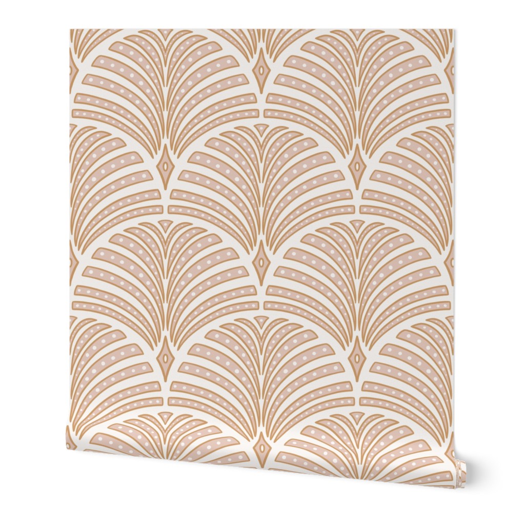 roaring 20s Art Deco scallop - blush and Wallpaper | Spoonflower