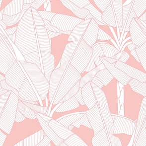 Banana Palms-Jumbo_White Leaves_Bg Gossamer Pink